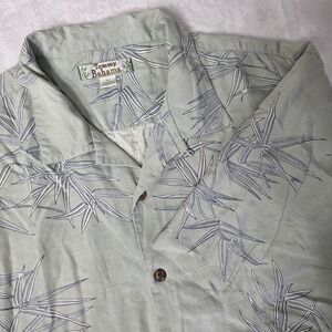 Tommy Bahama Shirt Mens XL Green Floral‎ 100% Silk Tropical Loop Collar Beach